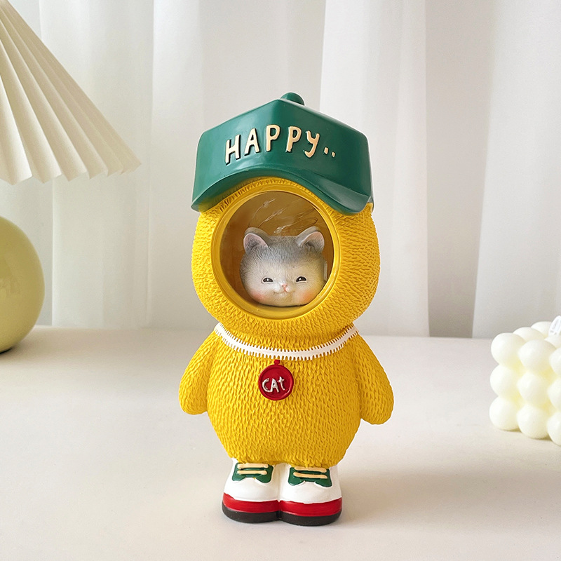 Net Hongda Meow Luminous Star Light Cartoon Resin Creative Holiday Gifts Children's Bedroom Bedside Luminous Ornaments