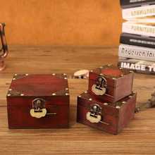 JW复古小木盒古典首饰收纳盒仿古木头盒子做旧迷你戒指盒礼品包装