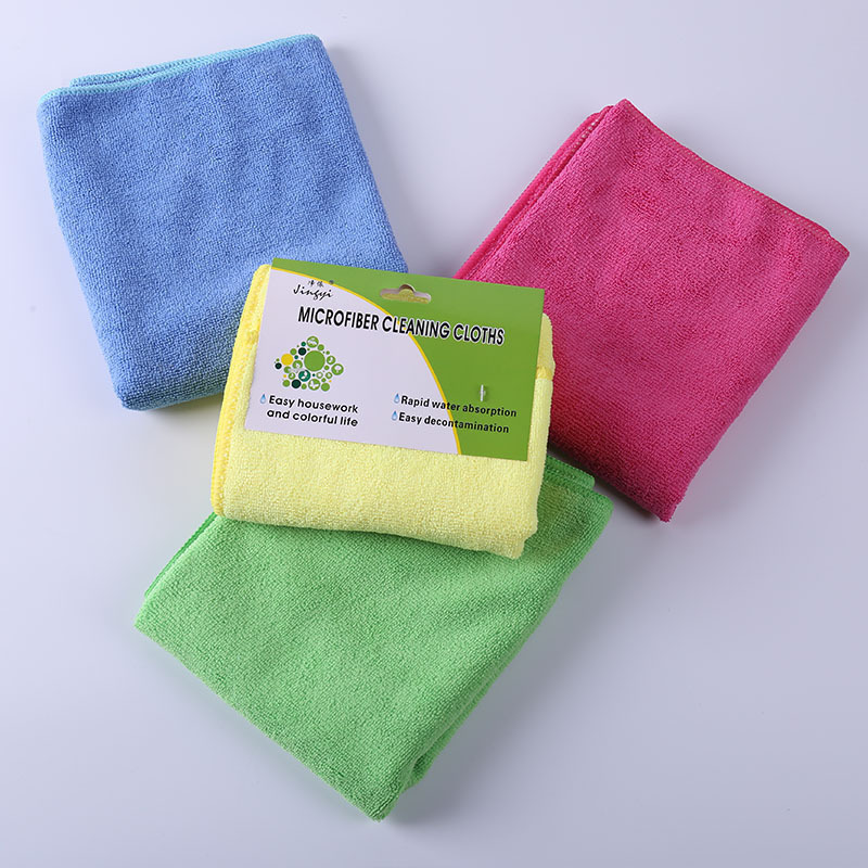 Absorbent Cloth Housework Towel Cloth Scouring Pad Microfiber Dish Towel Household Solid Color