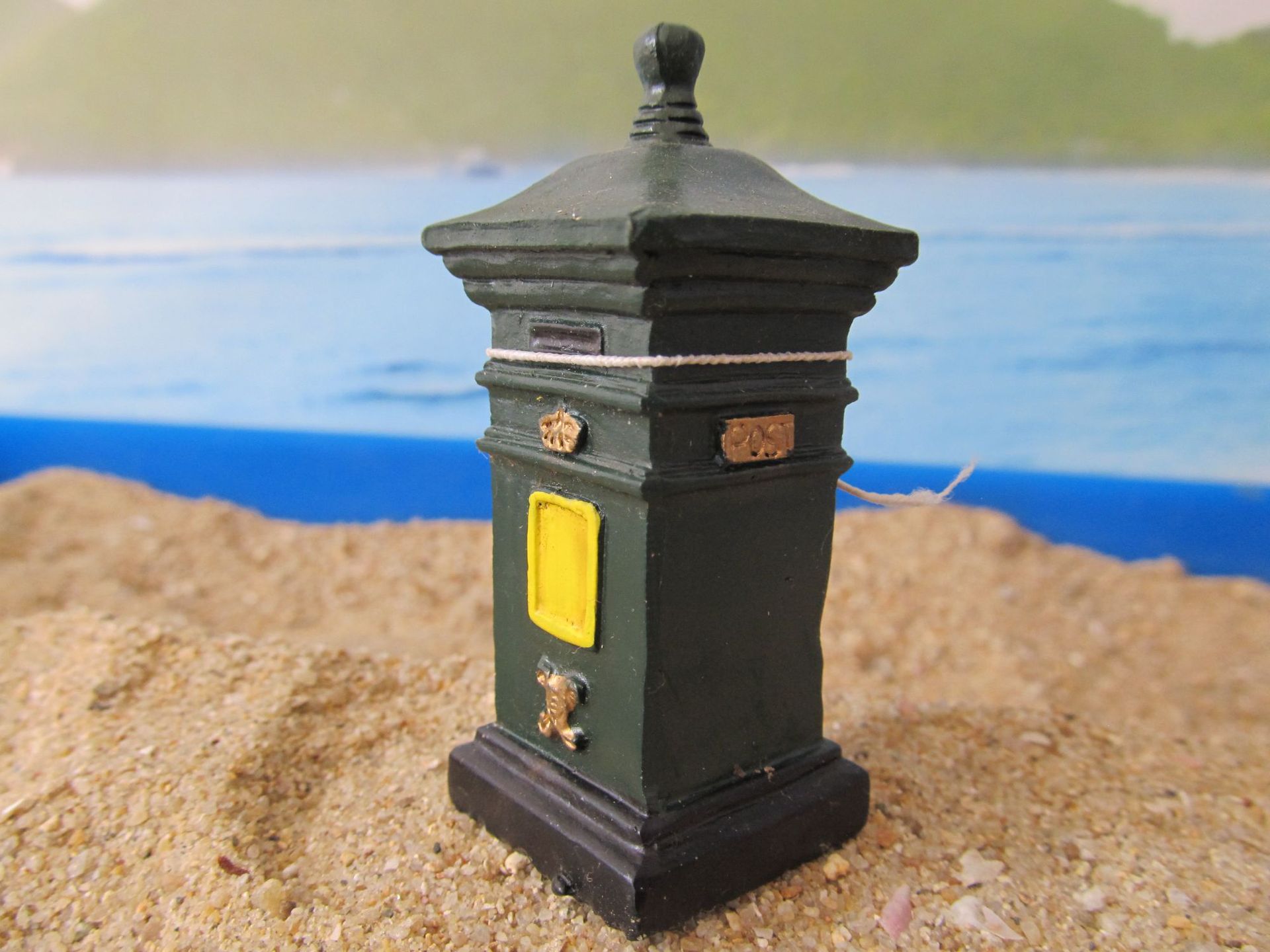 心理沙盘沙具建筑箱庭方形邮筒绿色an2e08库存批发15542