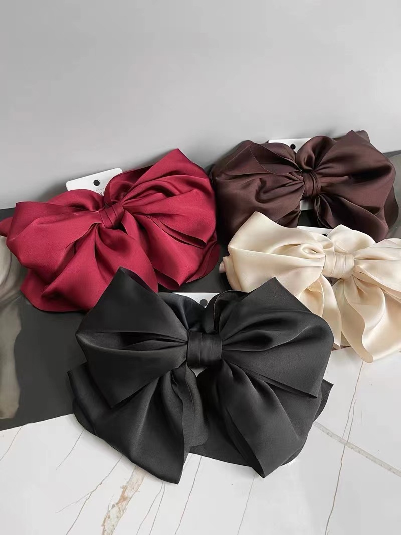 新韩国版夸张超大蝴蝶结发夹头顶发卡头饰发饰弹簧夹多层蓬松缎面