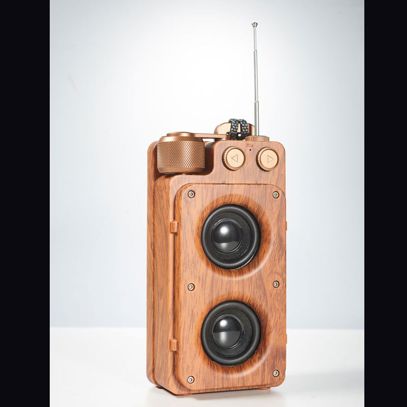 New Cross-Border E-Commerce A8 Retro Bluetooth Audio Multi-Function Wireless Dual Speaker FM Radio Wood Grain Mini Speaker