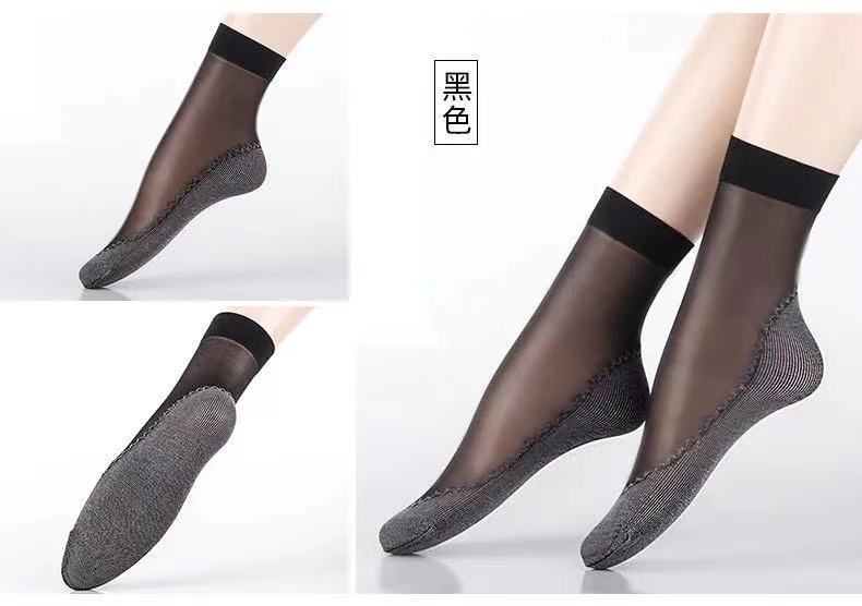 Silk Stockings Spring and Summer Women's Socks Thin Velvet Cotton Base Socks Anti-Hook Steel Wire Sole Deodorant and Sweat-Absorbing Non-Slip