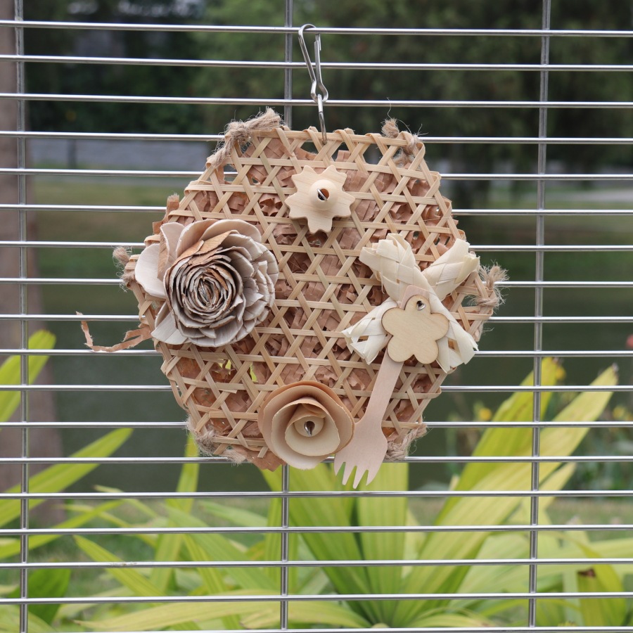 鹦鹉鸟玩具 竹编碎纸啃咬包 天然松果丝瓜络益智撕咬解闷用品批发