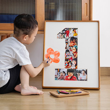一周年纪念相框DIY宝宝周岁礼物儿童成长记录实木画框洗照片