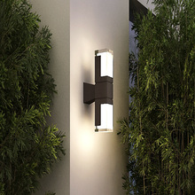 户外防水壁灯 现代简约创意LED超亮双头方形防水亚克力外墙庭院灯