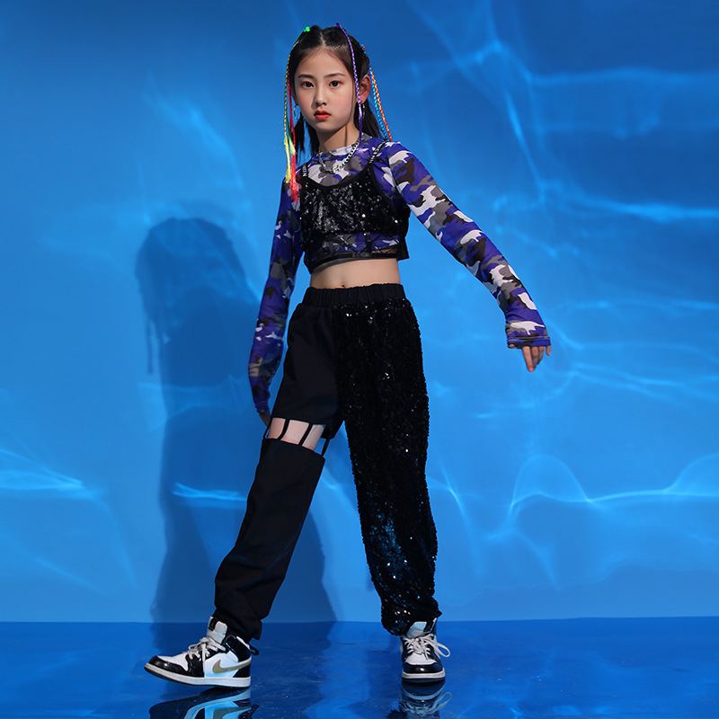 女童爵士舞服装女孩街舞套装少儿潮衣走秀潮装儿童演出服模特衣服