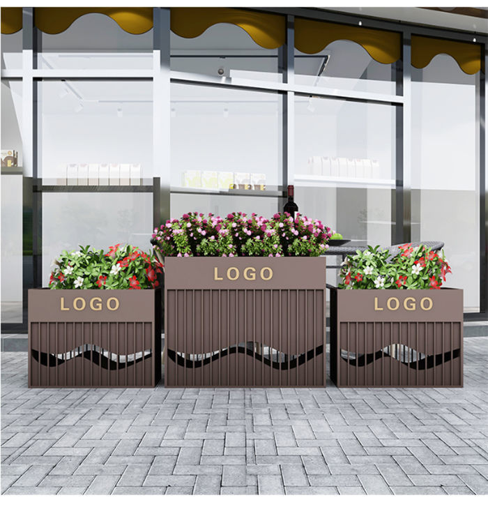 户外不锈钢花箱售楼部室外花槽成品移动铁艺花盆市政街道广场花坛