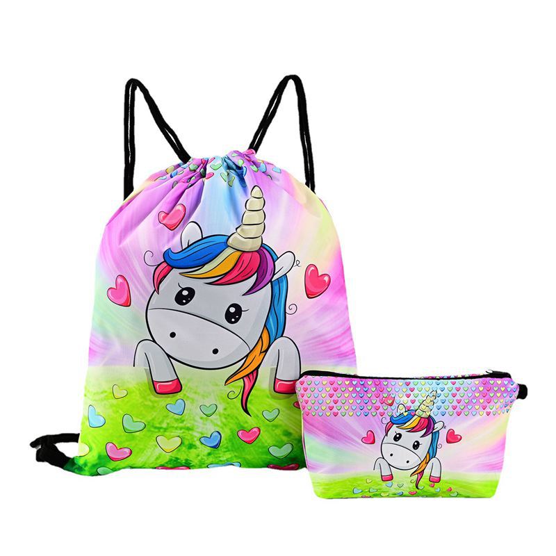 Cartoon New Mermaid Oxford Fabric Drawstring Bag Storage Bag Unicorn Buggy Bag Children Backpack Bag Wholesale