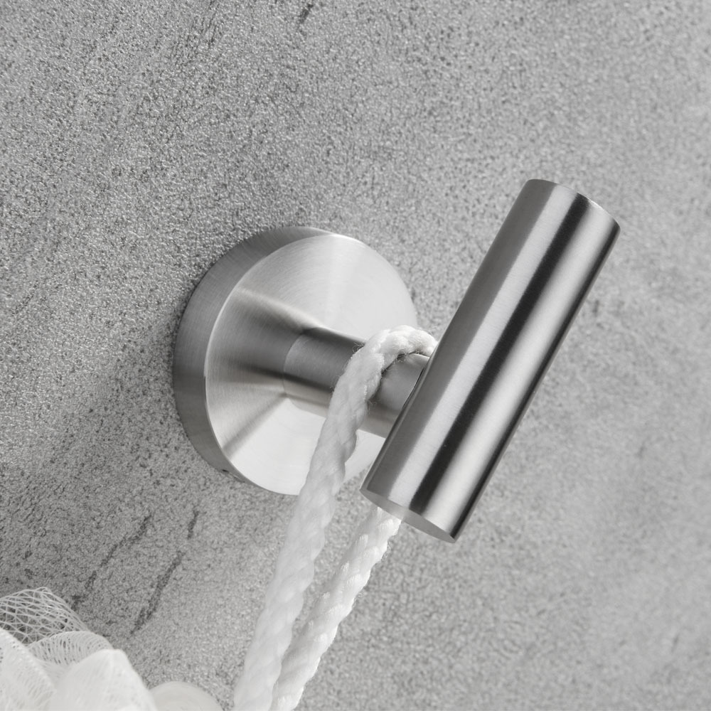 亚马逊304不锈钢拉丝卫生间挂衣钩浴室衣帽钩圆形壁挂 跨境电商