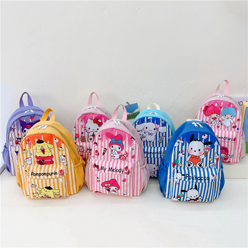 2023 Summer New Children's Bags Cute Cartoon Pattern Oxford Cloth Backpack Kindergarten Baby School Season Schoolbag