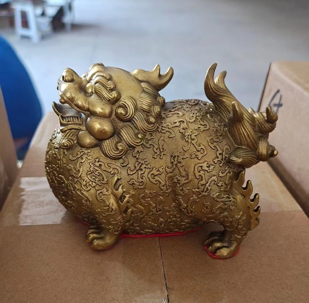 纯铜大肚胖貔貅摆件 荣华富贵中式貔恘办公室卧室家居客厅玄关搬