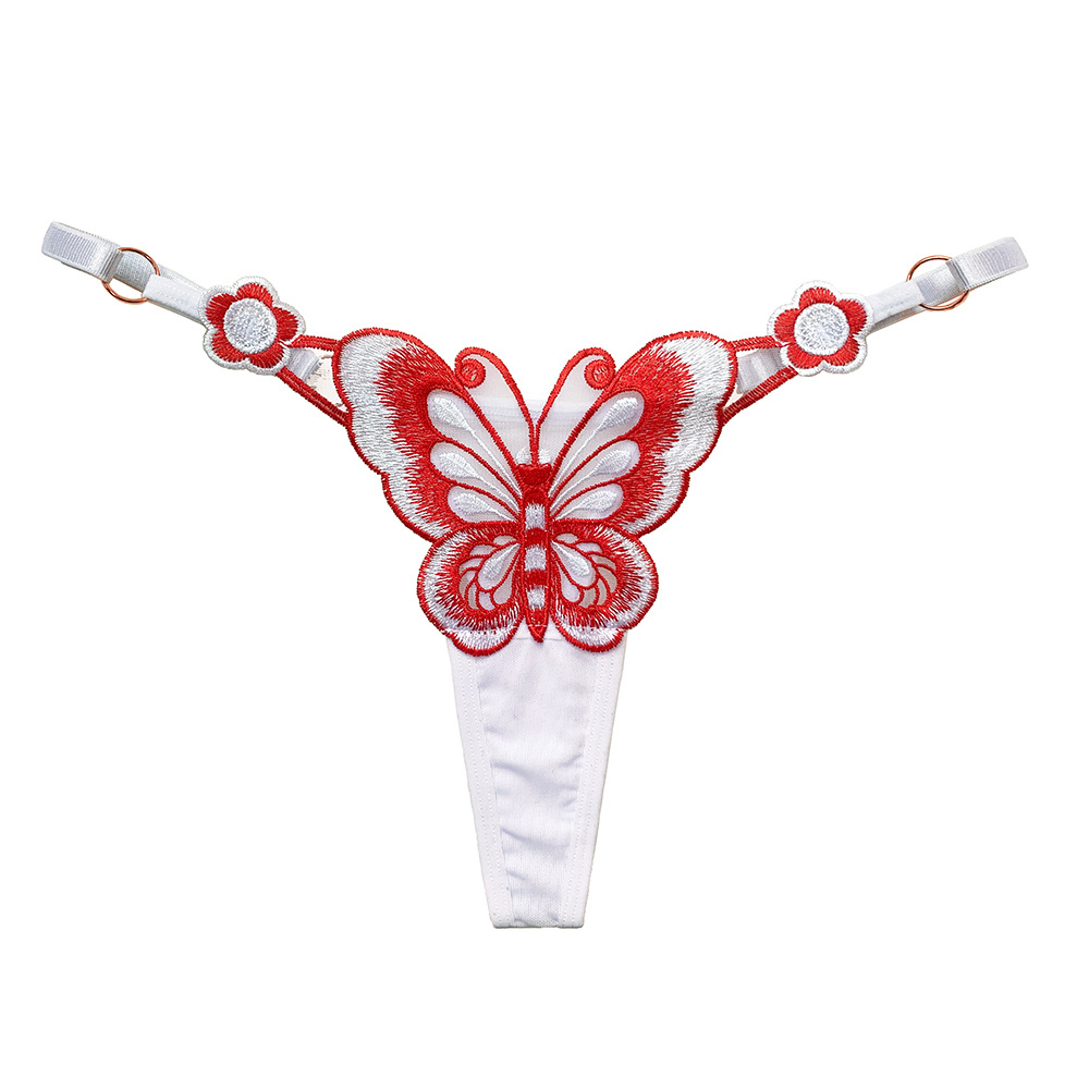 Misty Butterfly Color Original Sexy Panties Wholesale Women's Japanese Two-Dimensional Temptation Embroidery Adjustable Large Size T-Back