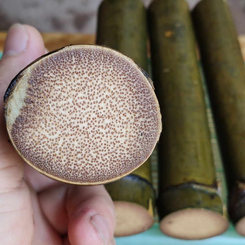 实心彩雕高竹家居风景天然抛客厅玉竹雕艺毛料竹盘随身挂件磨工竹