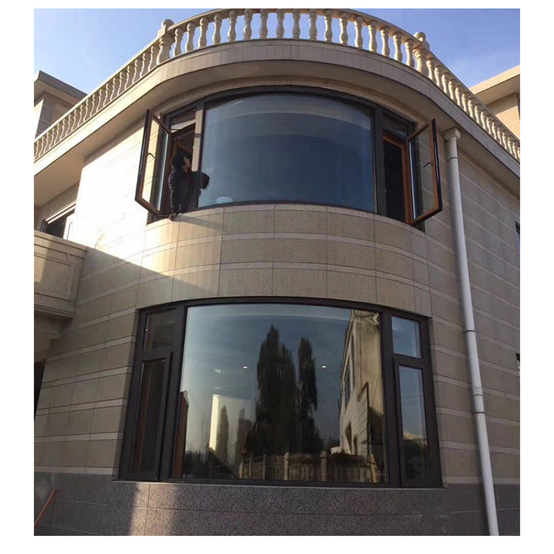 供应弧形平开窗弧形封阳台120系列2.0厚度钢化玻璃断桥窗户