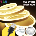 定制USB 5V触摸开关霓虹灯柔性硅胶调光灯带户外防水DIY氛围灯条
