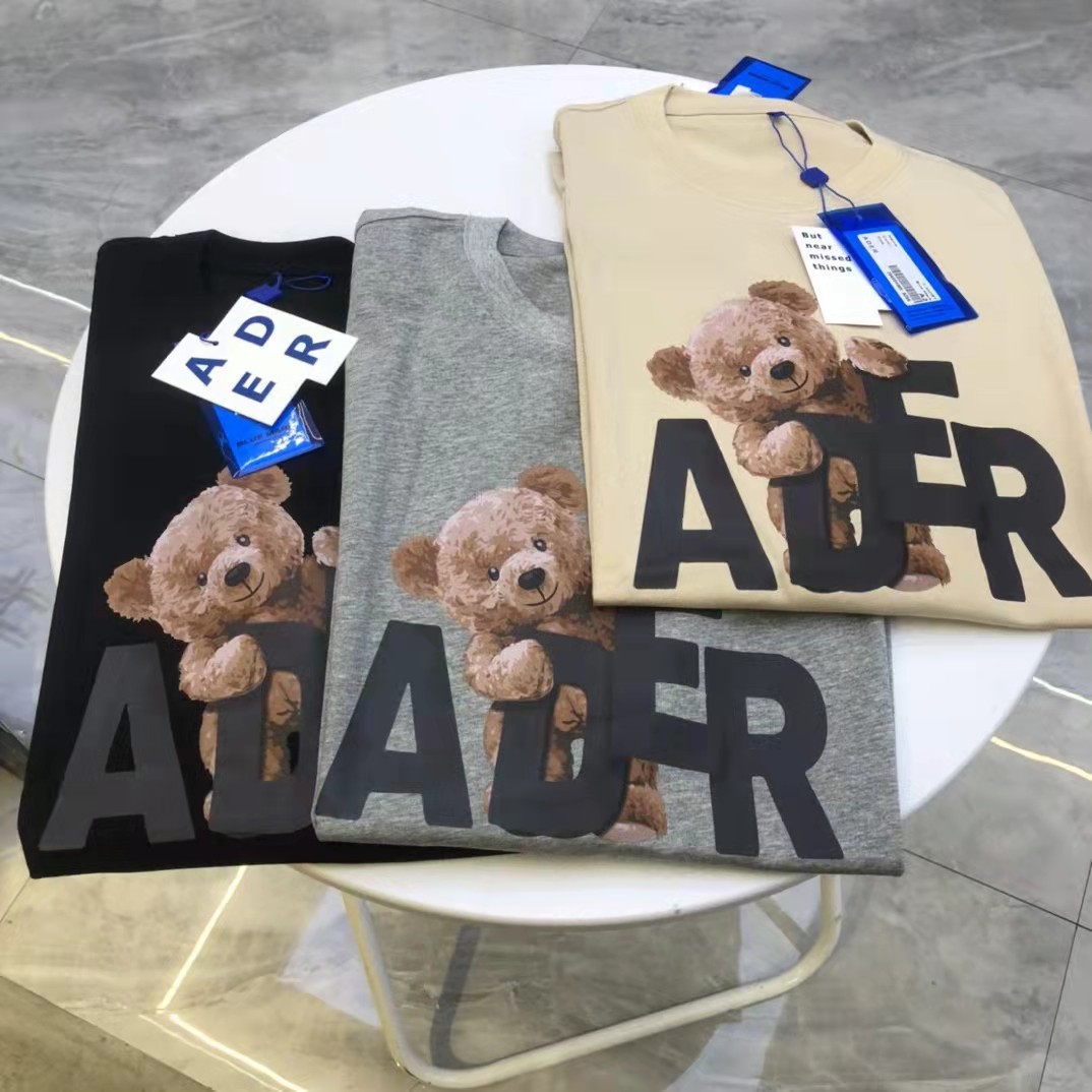 2022夏季新款ader小熊卡通字母男女情侣同款休闲宽松简约t恤