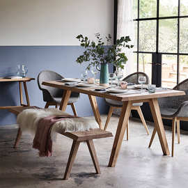 3%美式餐桌椅组合简约小户型田园饭桌长方形实木家用吃饭桌子泉州市