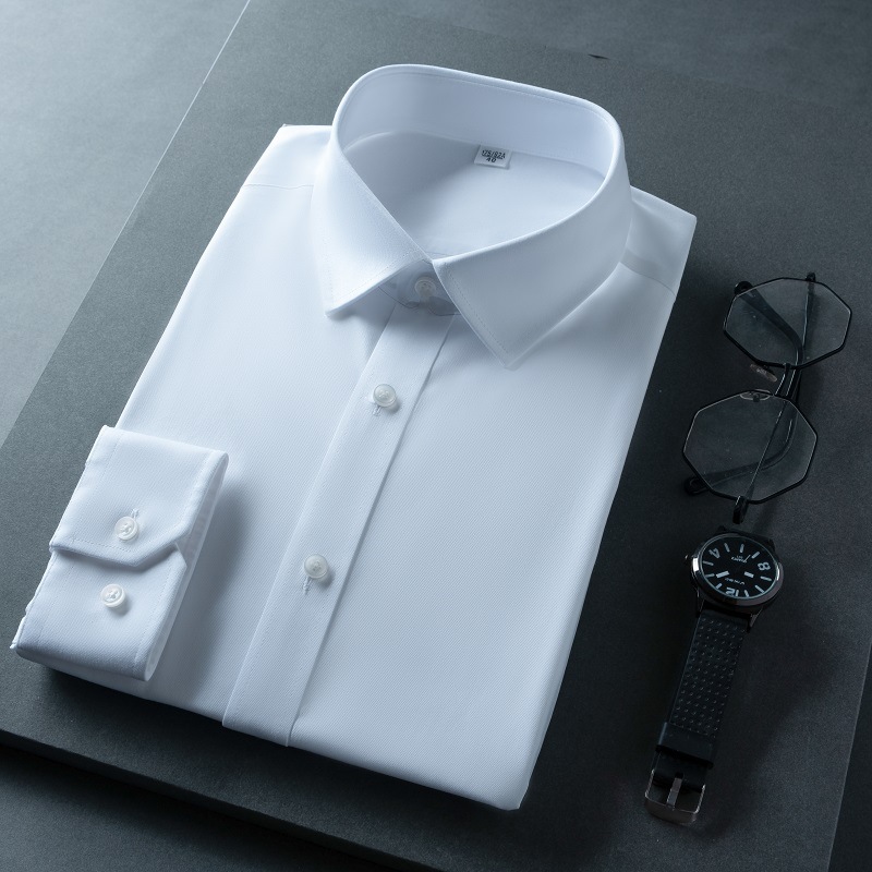 Pure Cotton Dp Men's Shirt Ready-to-Wear Non-Ironing Anti-Wrinkle Solid Color Executive State-Owned Enterprise Bank Women's White Shirt Business Formal Wear