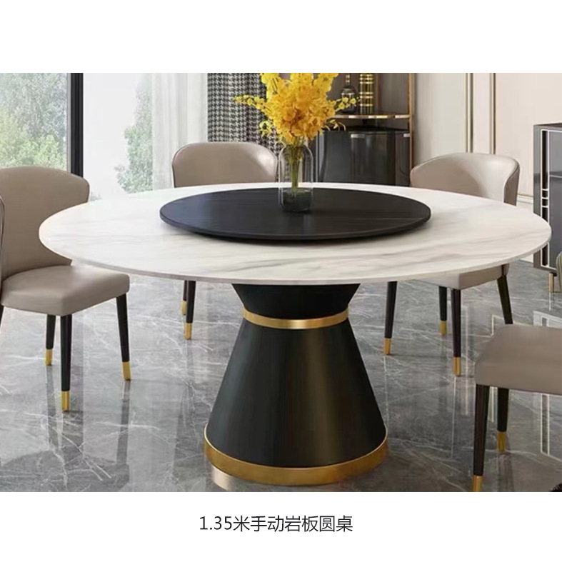 Hotel Electric Dining Table Large round Table Automatic Turntable Hotel 16 People 20 People Club Box Stone Plate Hot Pot Table and Chair