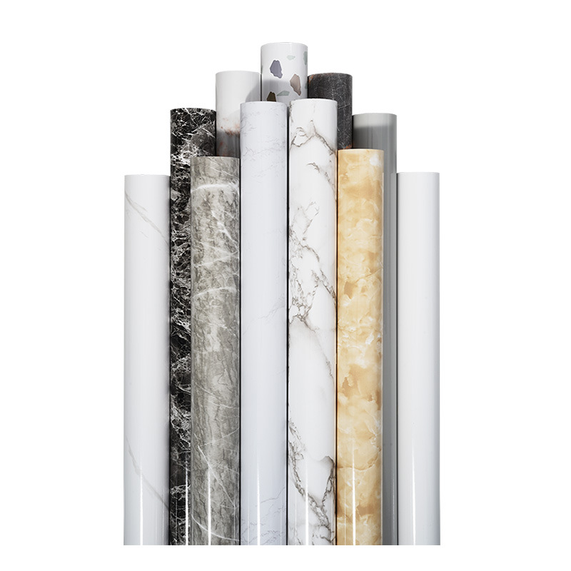 Kitchen Oil-Proof Waterproof Self-Adhesive Wallpaper High Temperature Resistant Marble Tile Stove Desktop Furniture Stickers