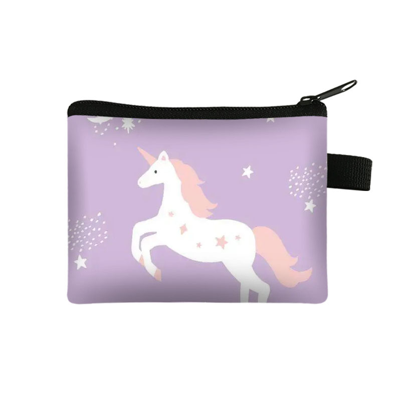 2022 New Unicorn Coin Purse Large Capacity Portable Card Holder Coin Key Storage Bag Polyester Small Square Bag