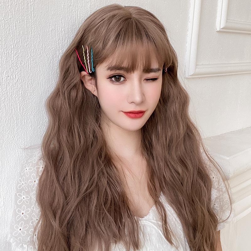 假发女长卷发日韩新款蓬松羊毛卷齐刘海全头套仿真玉米烫化纤假发