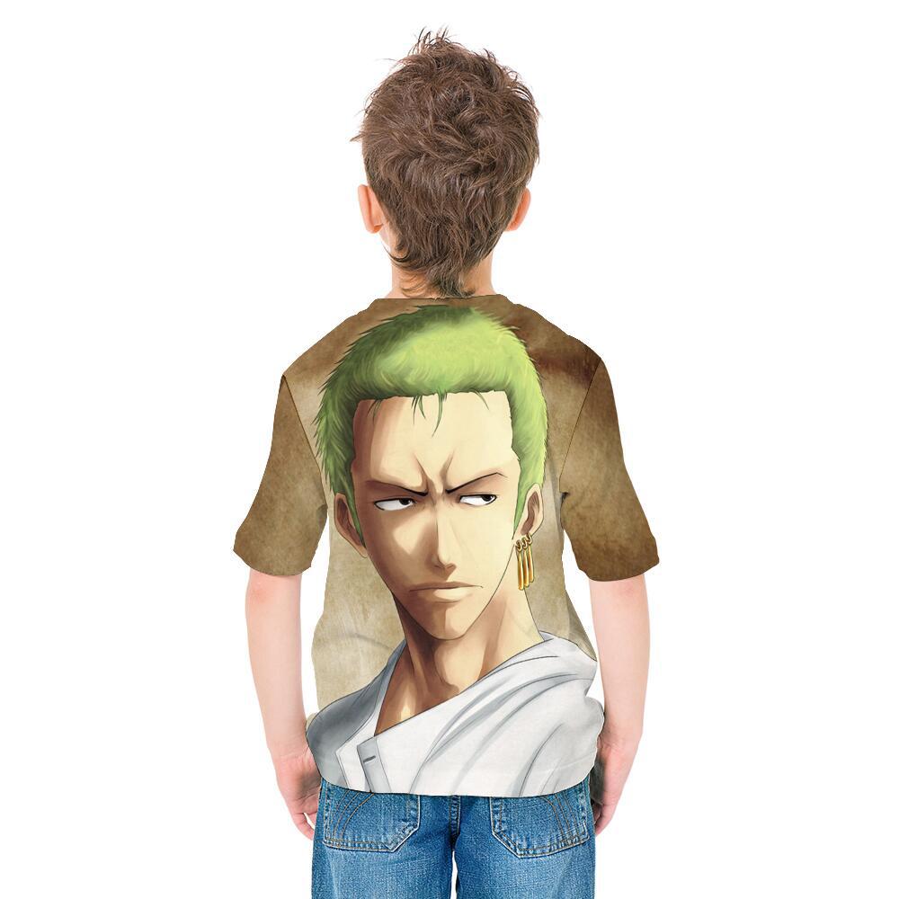 跨境热销 海贼王索隆印花3dt恤男女成人t恤3d t恤儿童 短袖上衣