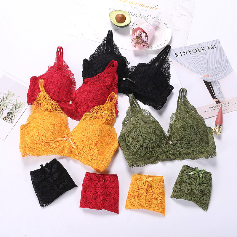 包邮无钢圈文胸套装聚拢小胸性感收副乳上托调整型内衣少女胸罩