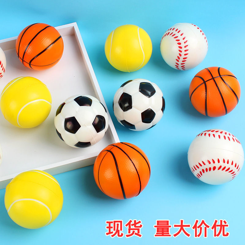 Children's Ball Decompression Football Tennis Vent Pu Ball Foam 63Mmpu Ball Pressure Basketball Toy Cross-Border Manufacturer