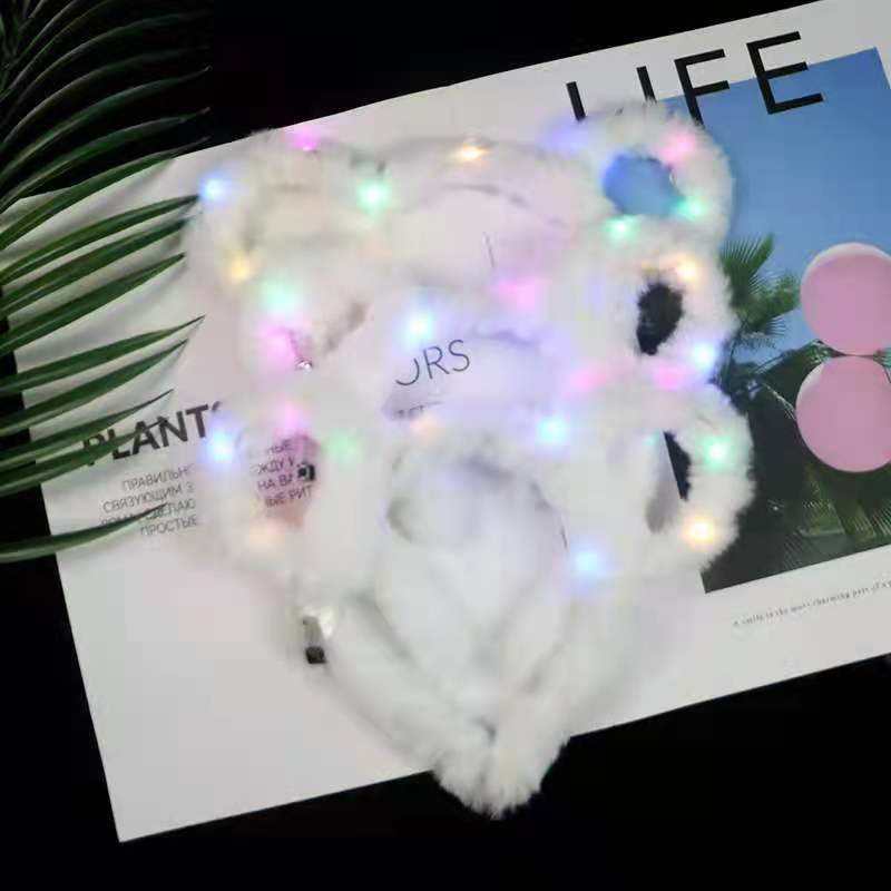 New Luminous Rabbit Ears Hair Hoop Plush Mickey Headdress Luminous Headband Cat Ears Scan Code Activity Small Gift