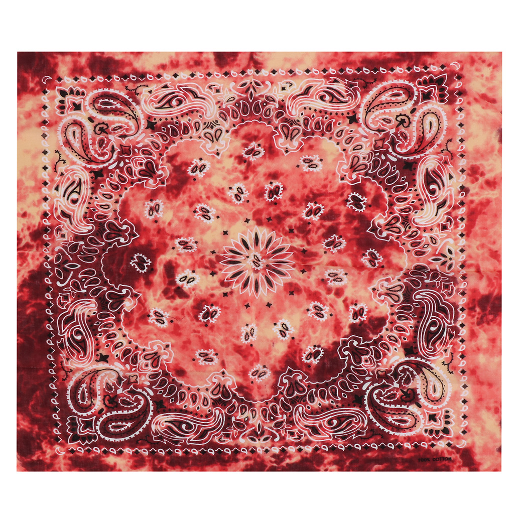 外贸新款扎染双腰腰果花方巾渐变嘻哈头巾全棉bandana印花大手帕