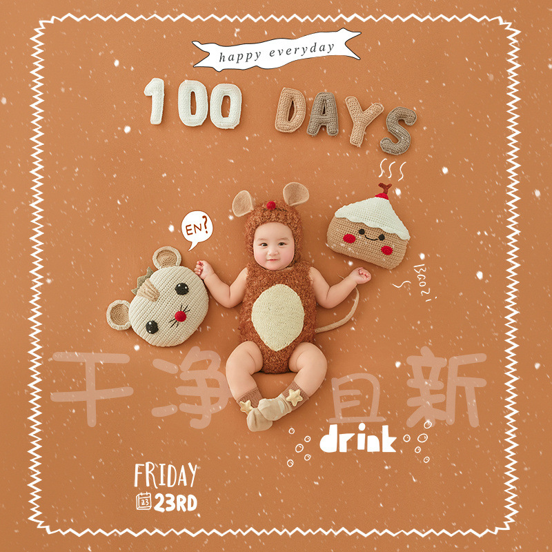 百日照拍摄道具婴儿拍照ins风满月布置初生女孩男孩100天背景毯