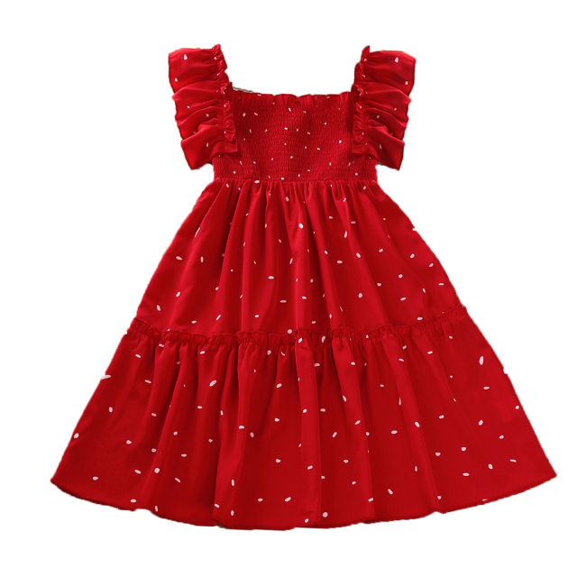 2022 new girls' dresses summer middle-aged children's Korean version square collar stitching sleeves little princess skirt foreign trade children's clothing 2022 new girls' dresses summer middle-aged children's Korean version square collar stitching sleeves little princess skirt foreign trade children's clothing