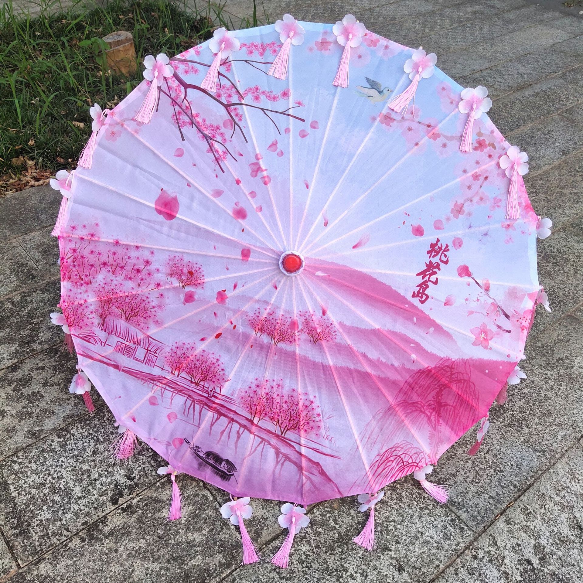 Ancient Style Han Chinese Clothing Tassel Umbrella Performance Umbrella Petal Umbrella Photography Props Umbrella Dance Silk Umbrella Craft Ancient Point Oiled Paper Umbrella