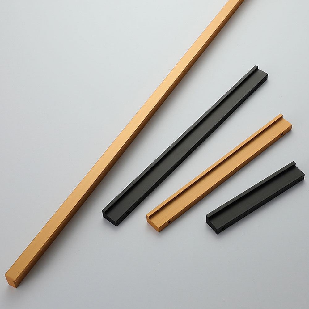 尚居外贸黑色铝合金拉手1米金色l型简约现代鞋衣柜门把手现货