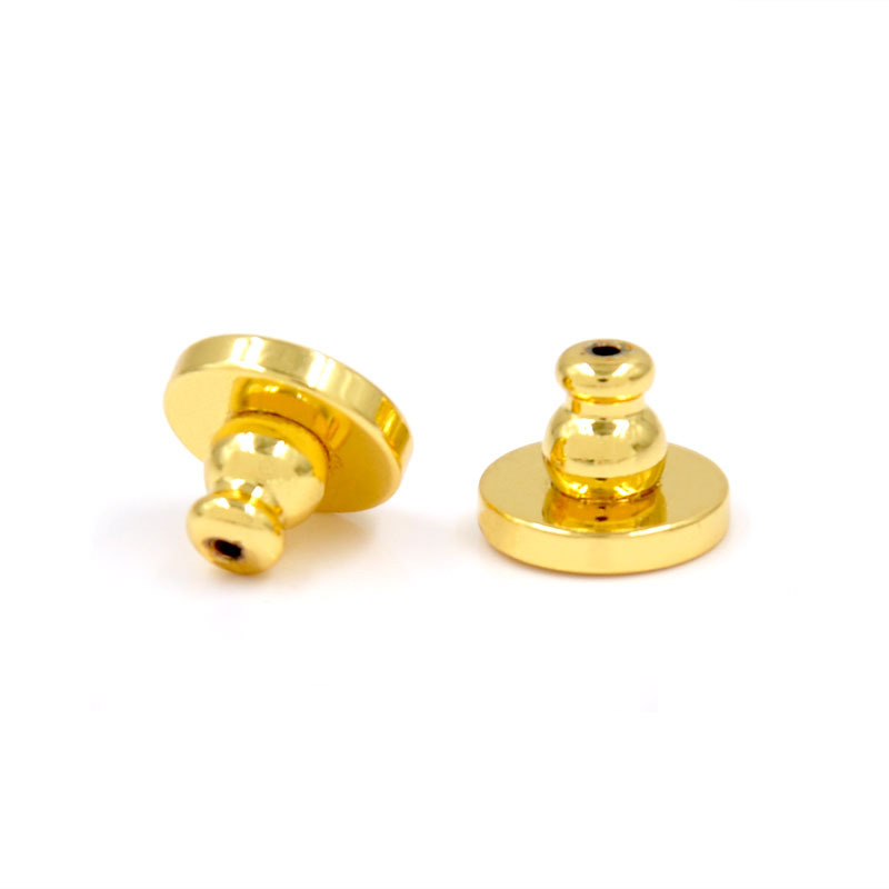 Copper Frisbee Earplug 18K Gold Plating Bullet UFO Metal Lathe Ear Studs Stick Earring Lettering Fixed Logo Ear Force