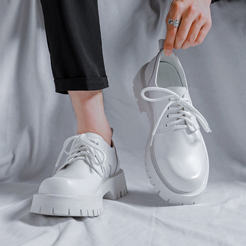 厚底白色小皮鞋男士特大码45 46大头皮鞋一件代发批发2135-r