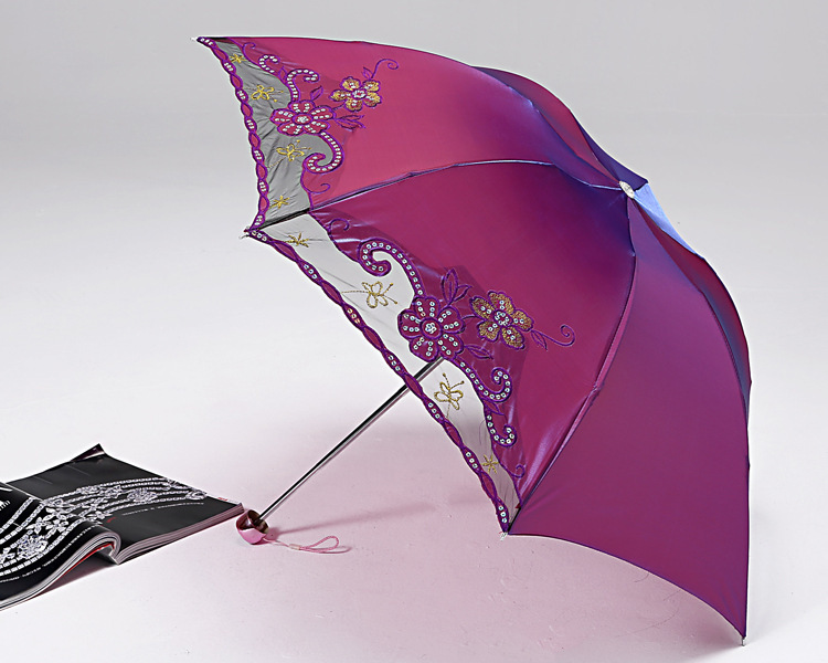 佳美蕾丝花边绣花伞刺绣公主洋伞复古三折叠晴雨两用太阳伞女