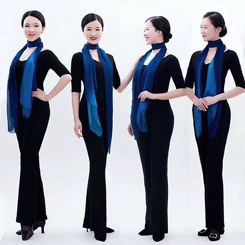 形体礼仪训练服套装培训优雅女人舞蹈学院仪态走秀模特练功服丝巾