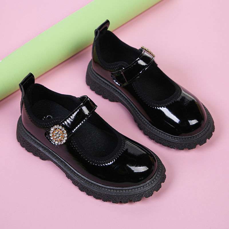 女童黑皮鞋女童小鞋2022春季新款公主英伦风鞋韩款百搭软底小学生