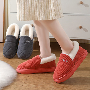 新款棉拖鞋女秋冬季情侣室内居家厚底保暖防滑包跟毛毛棉鞋男外穿
