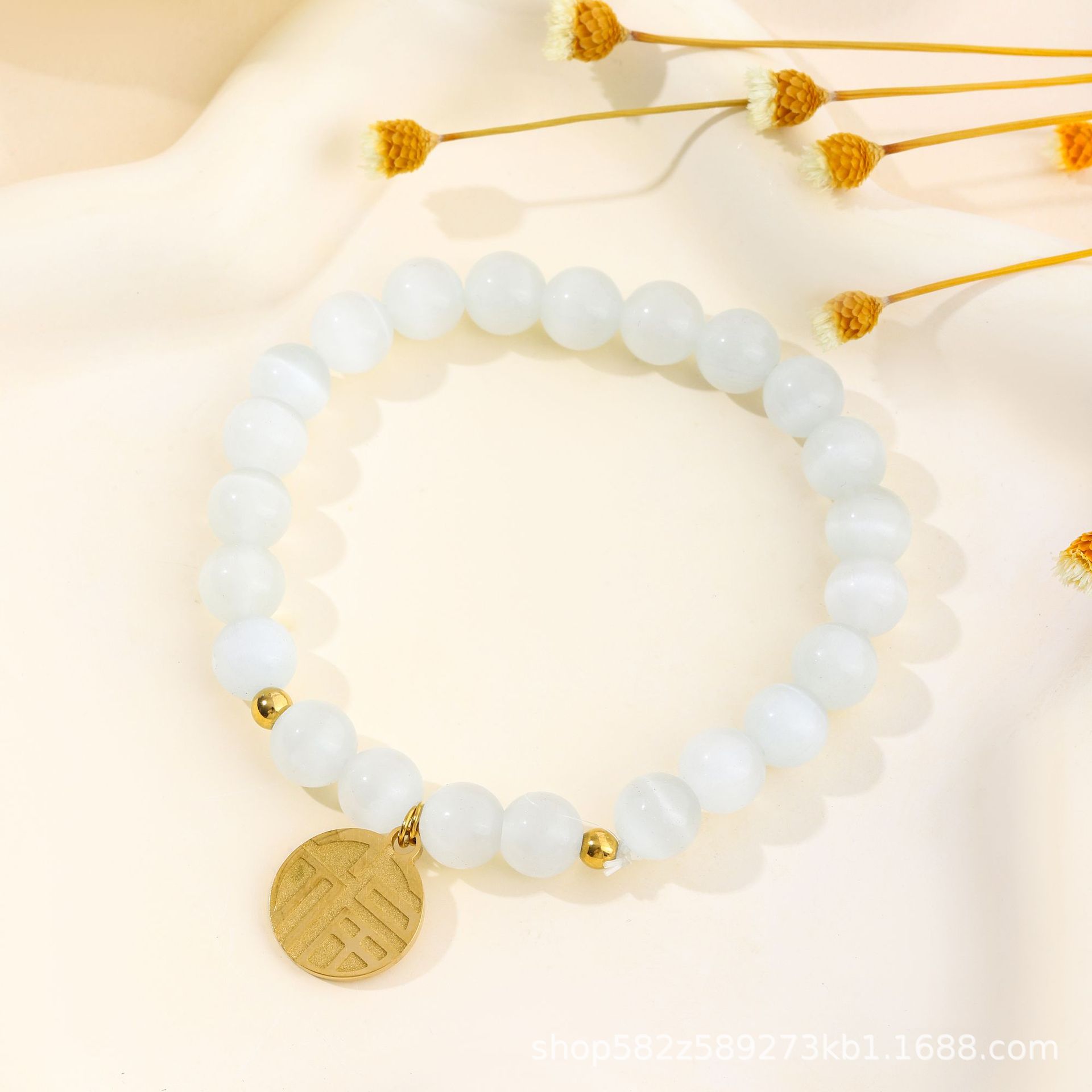 新款猫眼石时尚手链女新年福牌钛钢不掉色闺蜜生日礼物女小众手链