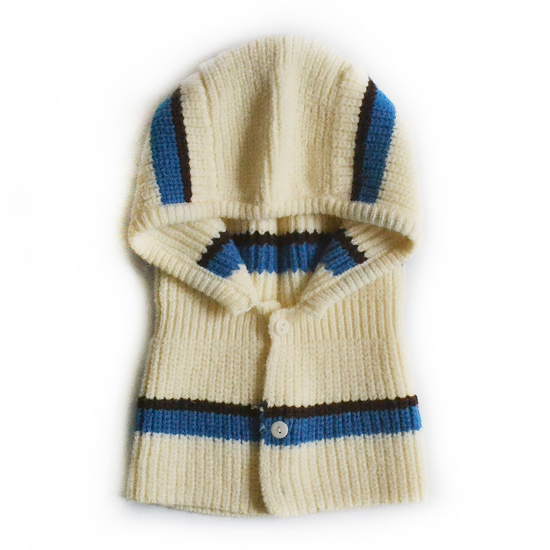 Chengwen Children's Hat Fashion Trend Stripes Knitted Hat Hooded PNE-Piece Suit Boys and Girls Windproof Earflaps Woolen Cap