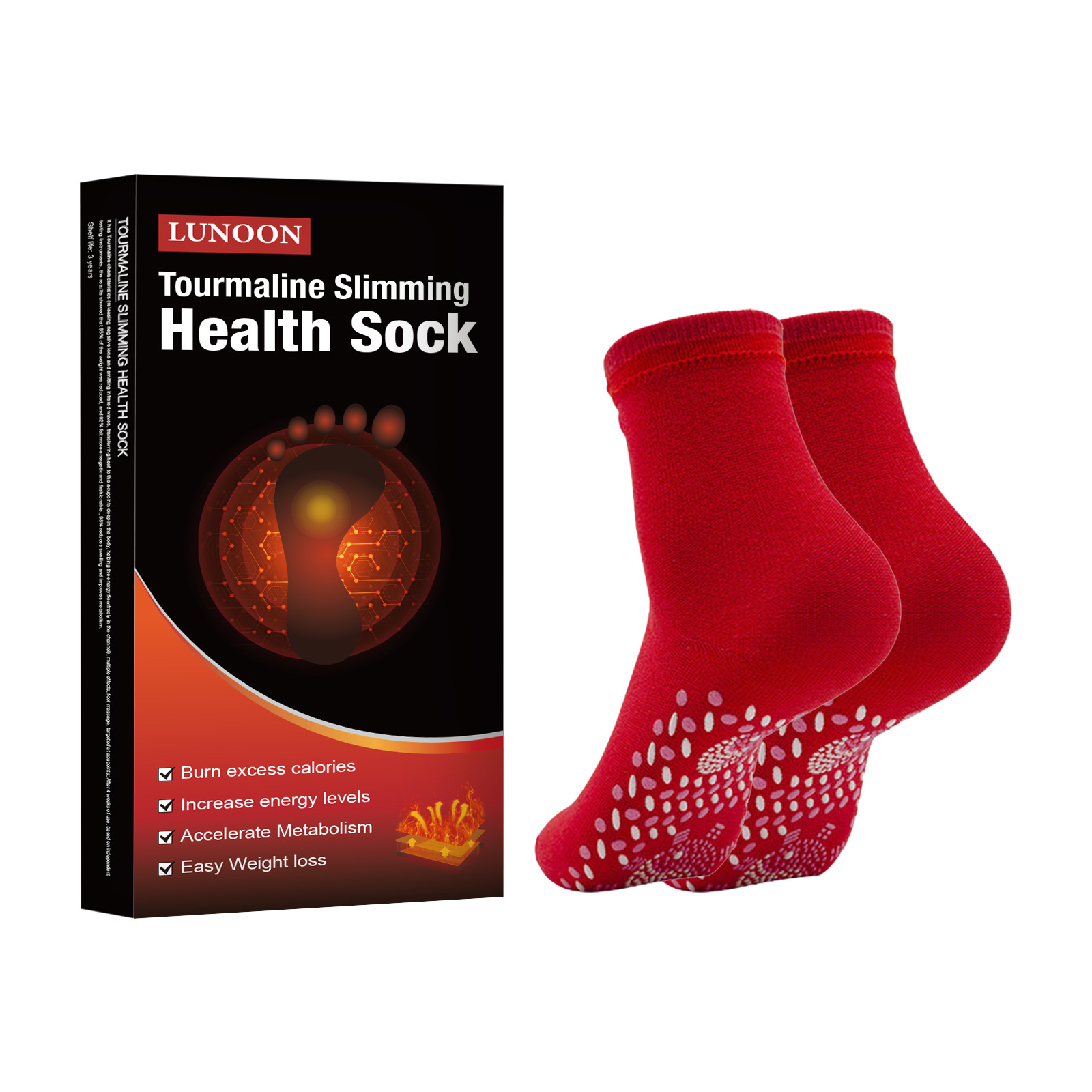 Lunoon Self-Heating Socks Tomalin Health Care Warm Socks Massage Cold-Resistant Mid-Calf Sweat-Absorbing Cotton Socks