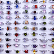 新款欧美简约时尚彩色夹锆石水晶戒指跨境电商小饰品女士食指指环