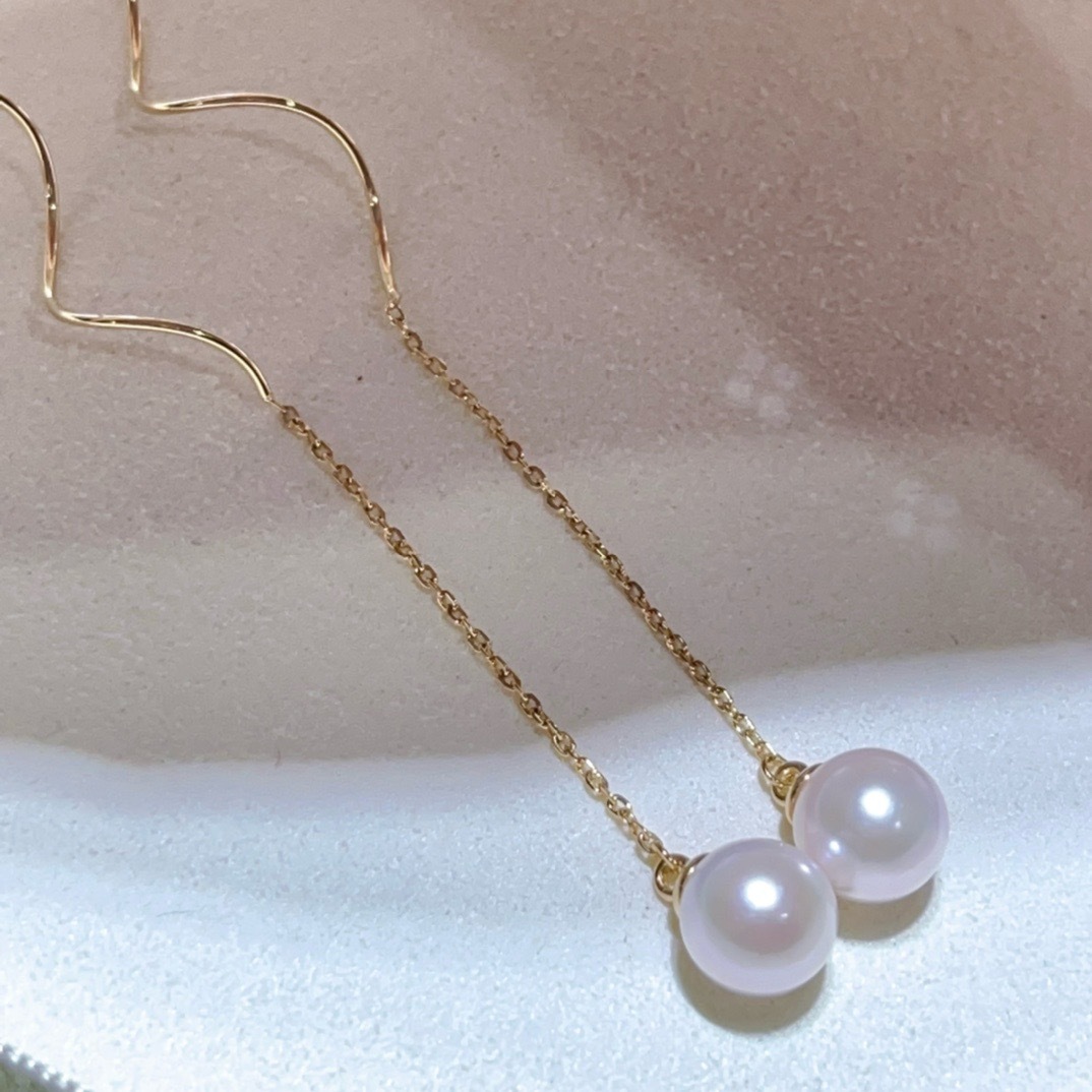 5mm海水珍珠高品质akoya耳线耳环 温柔气质灵动-阿里巴巴