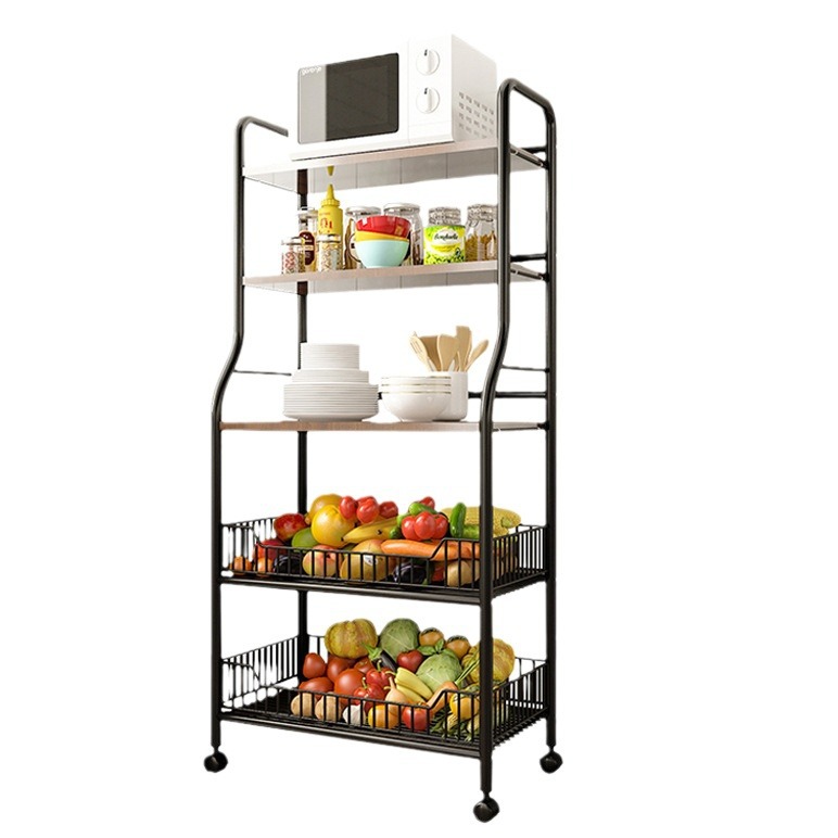 Kitchen Storage Rack Multilayer Storage Punch-Free Mobile Sundries Rack Floor Microwave Oven Bathroom Sundries Rack Storage Rack