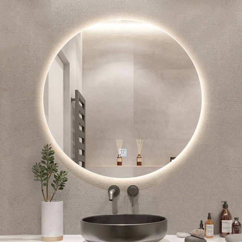 Hotel Wall-Mounted Smart LED Bathroom Mirror HD Anti-Fog Bathroom round Makeup Decoration Luminous Mirror