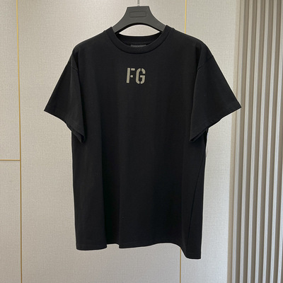 第七季主线fg字母植绒男女情侣fog高街fear of god潮富贵短袖t恤